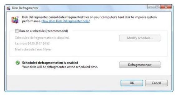 Windows Disk Defrag to Cleanup your Hard Drive and Windows System - Running the Windows Vista Disk Defragmenter