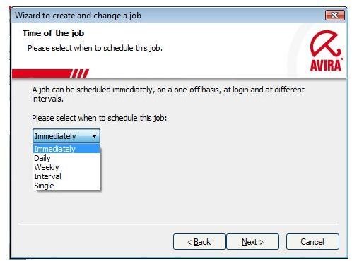 Step 3 to create Schedule Task in AntiVir