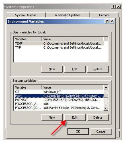 Figure 8: Change PATH via Windows GUI