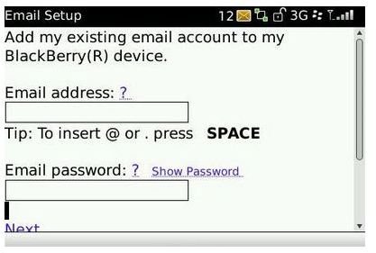 Blackberry email setup 4 12 10 09