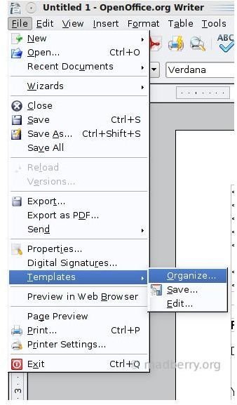 Select templates the click on Organize