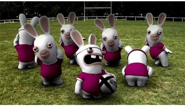 Raving Rabbids playing soccer