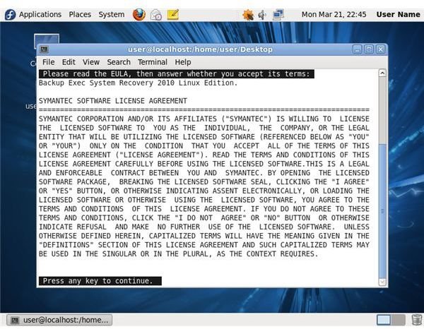 Running Symantec Backup Exec for Linux