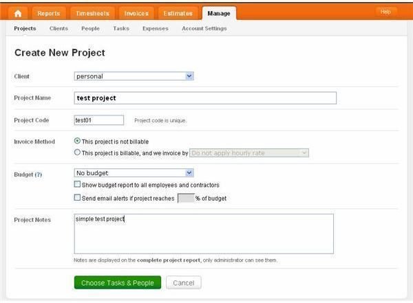 Create a New Project in Harvest