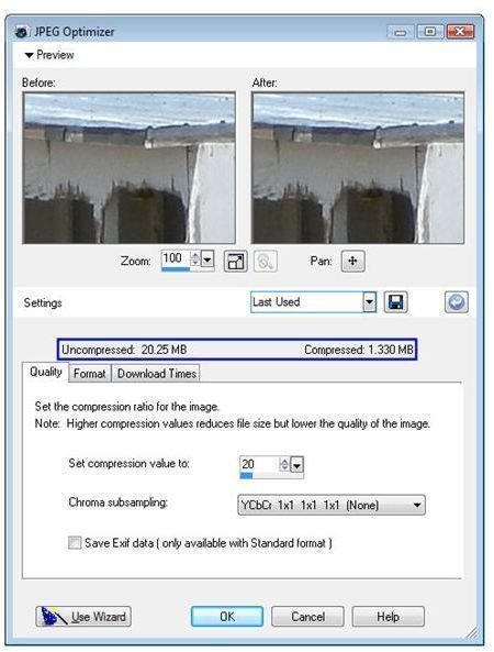 JPEG Optimizer Window