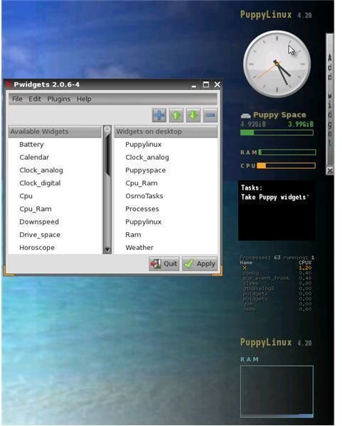 Widgets for Puppy Linux