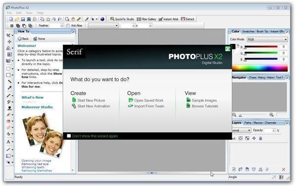 PhotoPlus X2 Startup Screen
