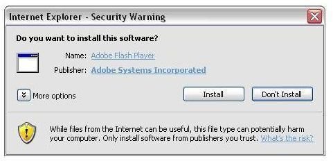 Adobe Flash Player Internet Explorer Prompt