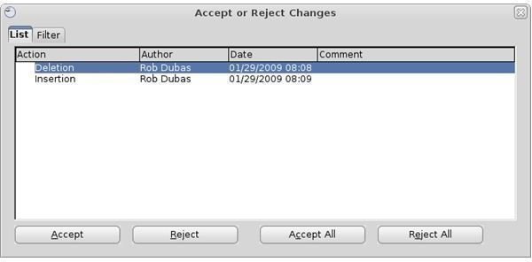 Open Office Writer - Accept or Reject Changes