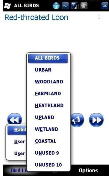 Search birds based on habitat