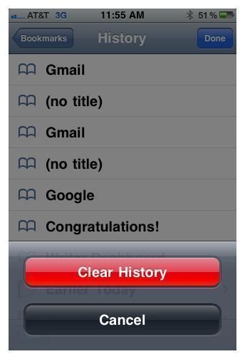 Clear iPhone internet history
