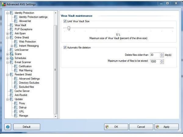 Figure 4 - AVG Internet Security - Virus Vault