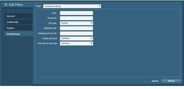 Specifying a MySQL Database Scan