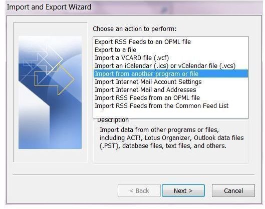 How to import contacts into Outlook 2010: Another Program