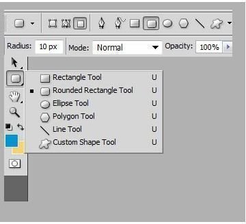 Toolbars associated with the Rounded Rectangle Tool