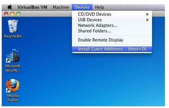 Installing VirtualBox guest additions.