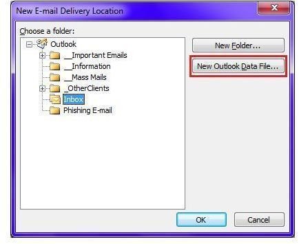 Fig 4 - Setting up More than One Account on Microsoft Outlook - Change Outlook Folder