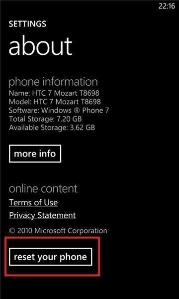 Performing a Hard Reset on Windows Phone 7