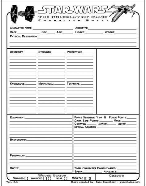 Are You Looking For Star Wars D20 Character Sheets? - Altered Gamer