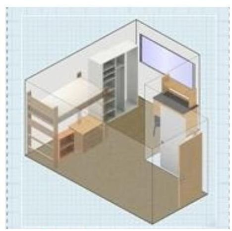 L shaped single room