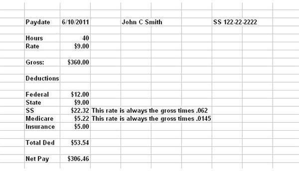 Screenshot Example Paycheck with Deductions