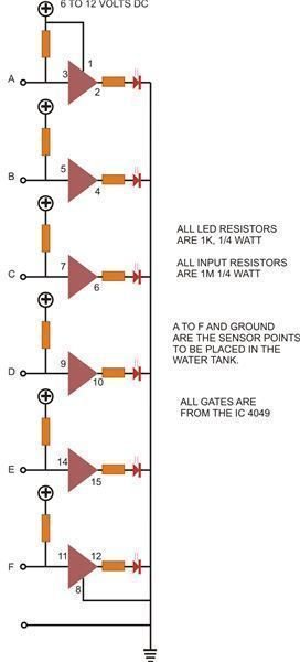 Water Level Indicator Circuit Diagram, Image
