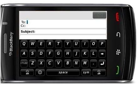 BlackBerry Storm 2 Onscreen keyboard