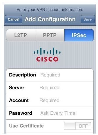 iPhone VPN sever configuration