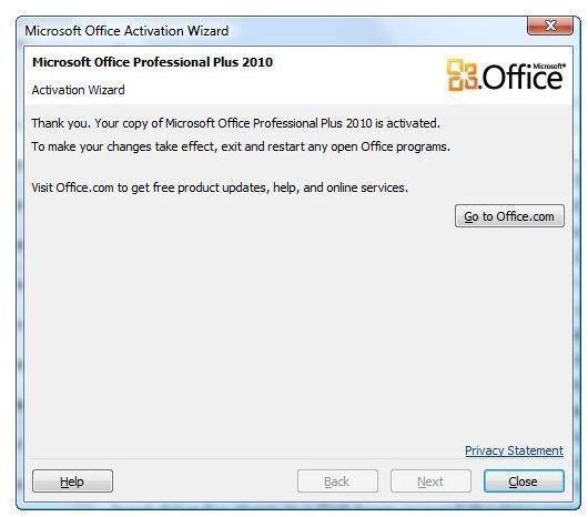 Activating After Upgrade Office 2007 to 2010
