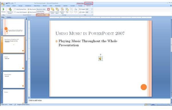 Step Two - Configuring The Music in PowerPoint 2007