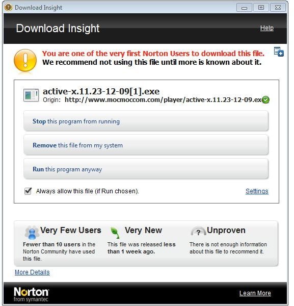 Norton Insight - Not Known