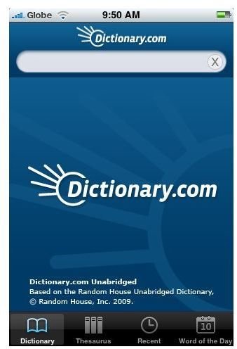 Dictionary iPhone app screenshot