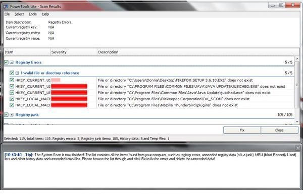 PowerTools Lite Windows 7 Registry Cleaner