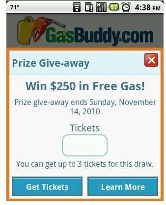 gasbuddy tickets drawing