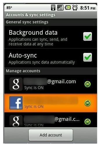 android accounts and sync