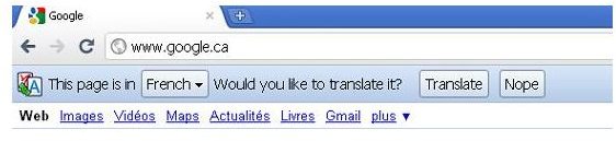 Google Chrome Built-in Translation