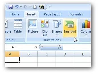 How to Insert SmartArt Charts in Microsoft Excel 2007