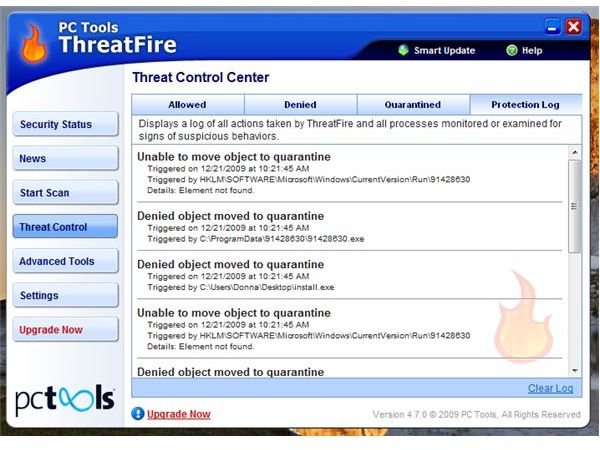 ThreatFire real-time protection quarantined and deleted a fraud tool