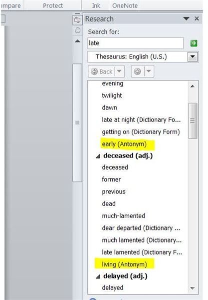 find thesaurus in word