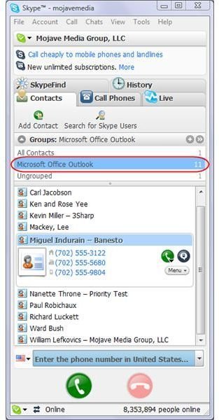 Figure 3 - Outlook Contacts in Contact Group