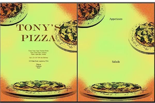 You can add your own custom images to this pizza parlor menu