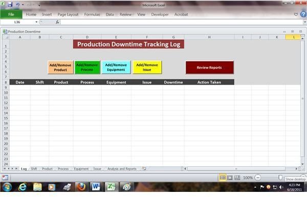 Production Downtime Tracking Log in Excel