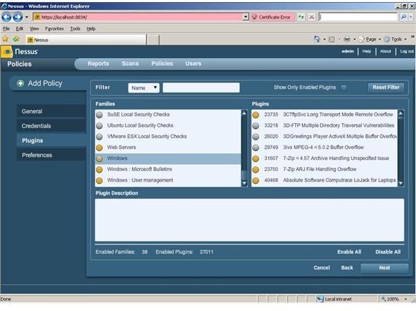 Figure 4 - Nessus Plugins