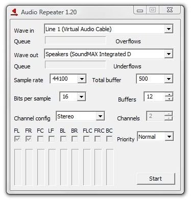 Audio Repeater Settings for Stereo Mix