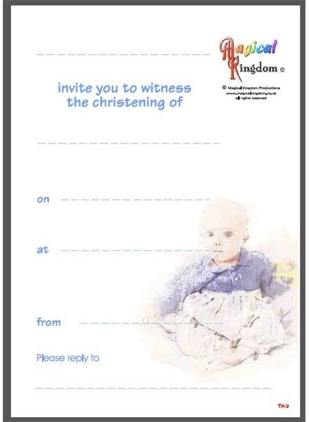 Magical Kingdom Christening Invitations