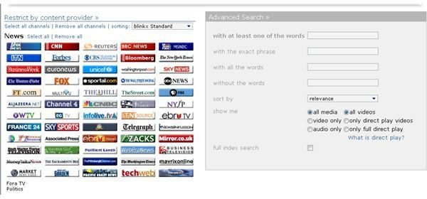 Advanced Blinkx Video Search Options