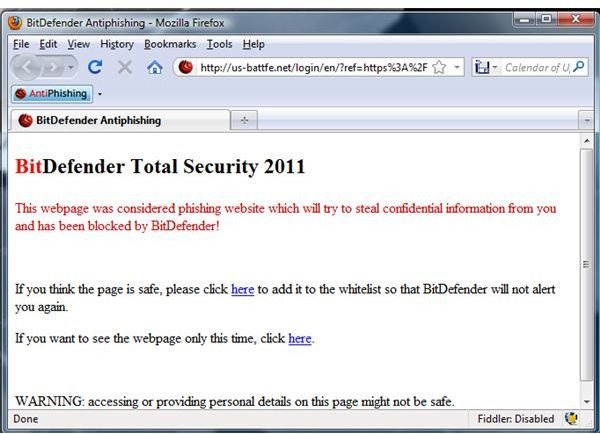 BitDefender blocks phished online gaming site