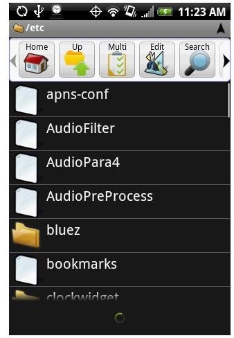 Astro file manager for Android on an HTC Hero
