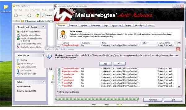 MBAM requires reboot to remove 58 malware files
