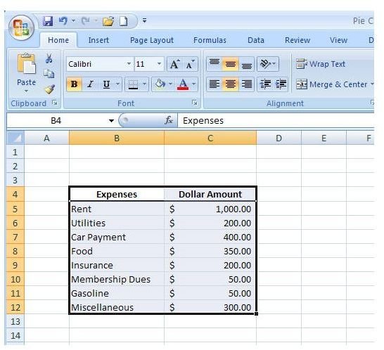 How To Prepare Pie Chart In Excel 2007